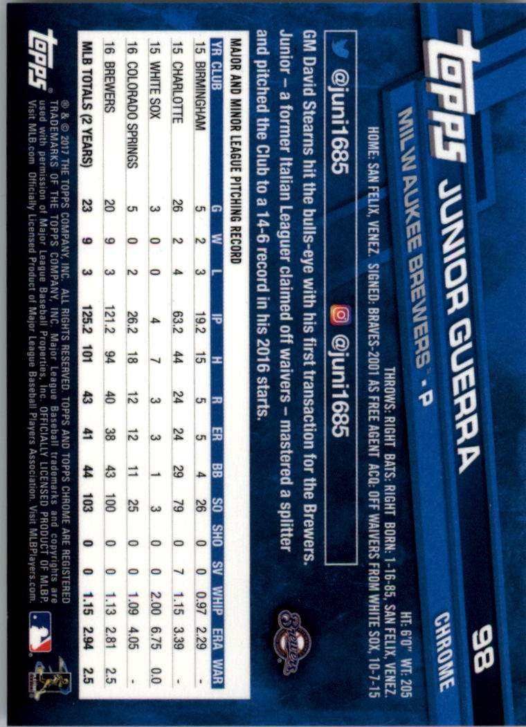 Béisbol Topps 2017 cromo edición zafiro 1-100 tú eliges - Imagen 195 de 199