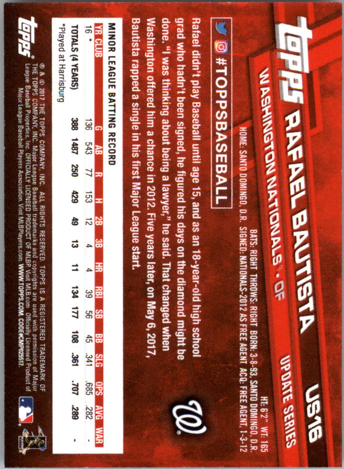 2017 Topps On Demand Mini Update Baseball US1-US100 YOU PICK - Picture 21 of 123