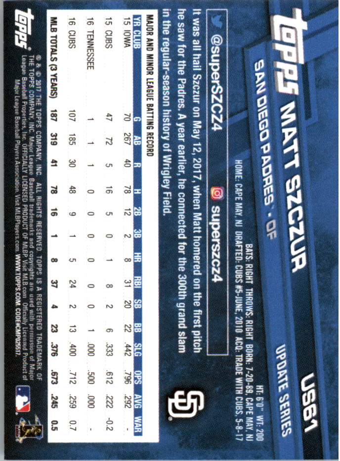 2017 Topps On Demand Mini Update Baseball US1-US100 YOU PICK - Picture 73 of 123