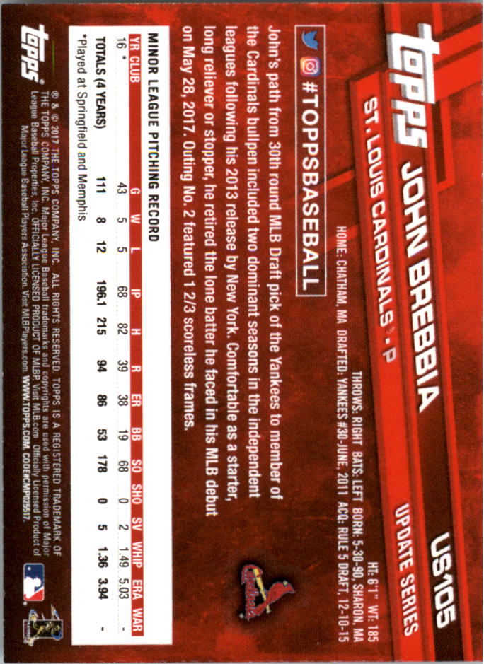 Topps On Demand 2017 mini actualización béisbol US101-US200 tú eliges - Imagen 9 de 123