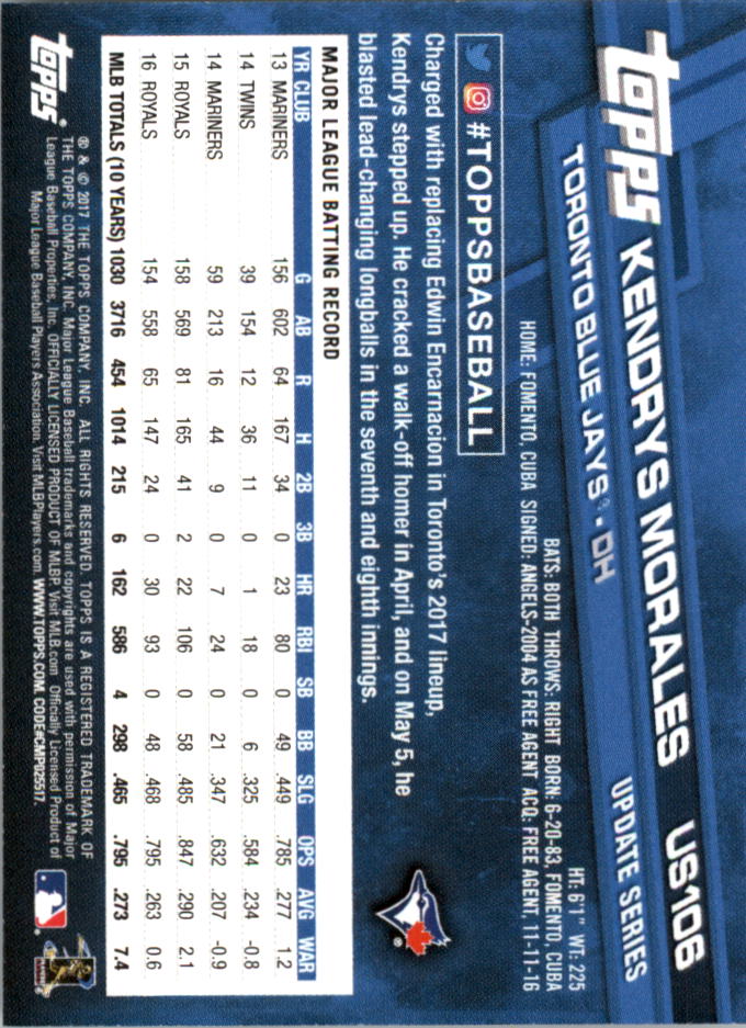 Topps On Demand 2017 mini actualización béisbol US101-US200 tú eliges - Imagen 11 de 123