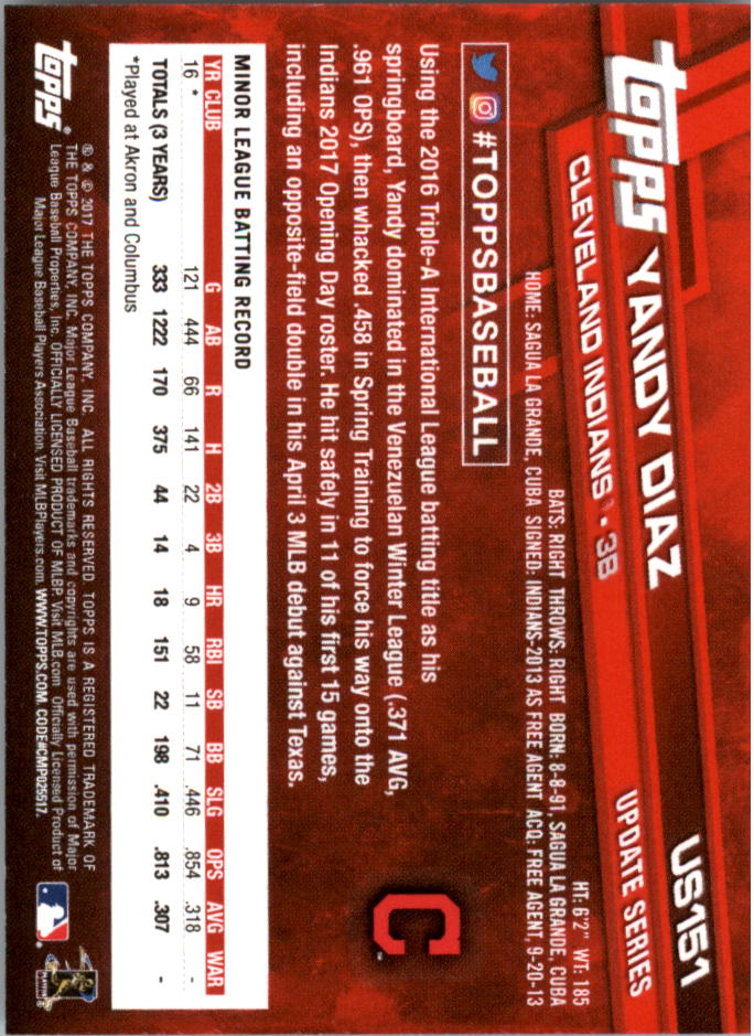 Topps On Demand 2017 mini actualización béisbol US101-US200 tú eliges - Imagen 71 de 123