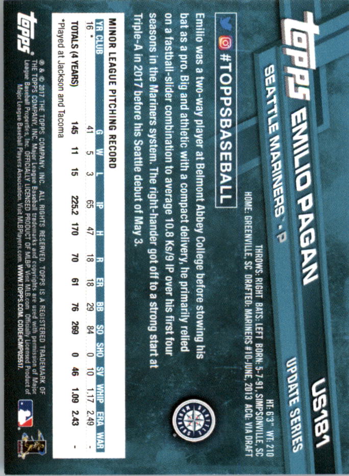 Topps On Demand 2017 mini actualización béisbol US101-US200 tú eliges - Imagen 105 de 123