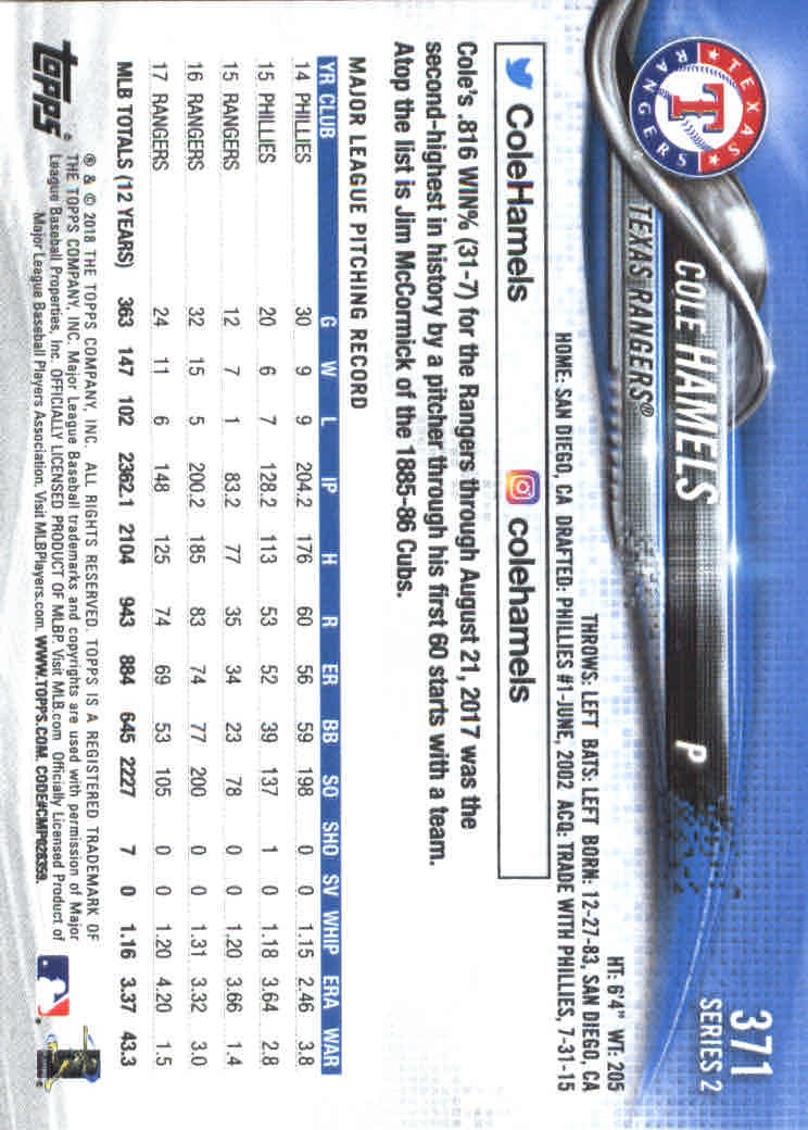 2018 Topps Series 2 Baseball Part 1 Main Set Card #351-#600 - Picture 43 of 487
