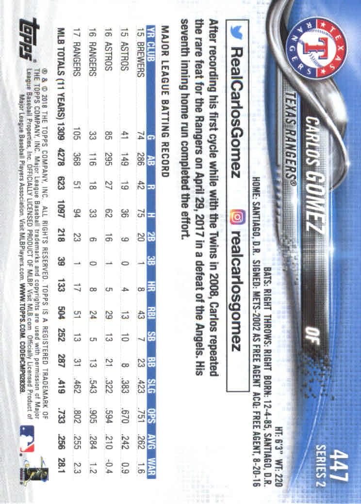 2018 Topps Series 2 Baseball Part 1 Main Set Card #351-#600 - Picture 191 of 487