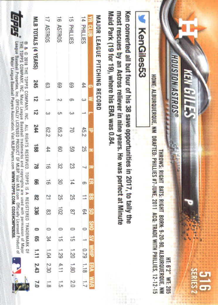 2018 Topps Series 2 Baseball Part 1 Main Set Card #351-#600 - Picture 323 of 487