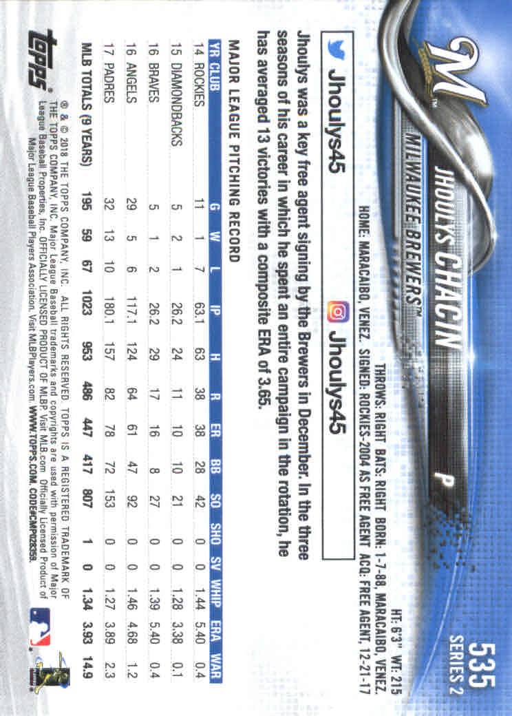 2018 Topps Series 2 Baseball Part 1 Main Set Card #351-#600 - Picture 359 of 487