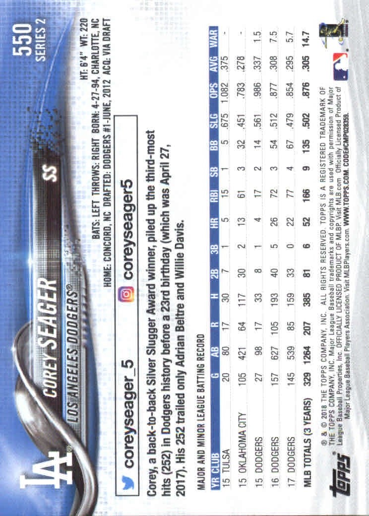 2018 Topps Series 2 Baseball Part 1 Main Set Card #351-#600 - Picture 389 of 487