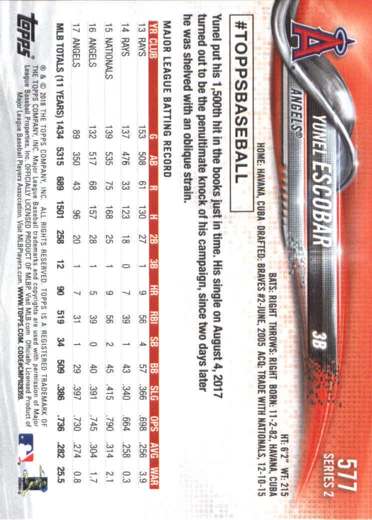 2018 Topps Series 2 Baseball Part 1 Main Set Card #351-#600 - Picture 441 of 487