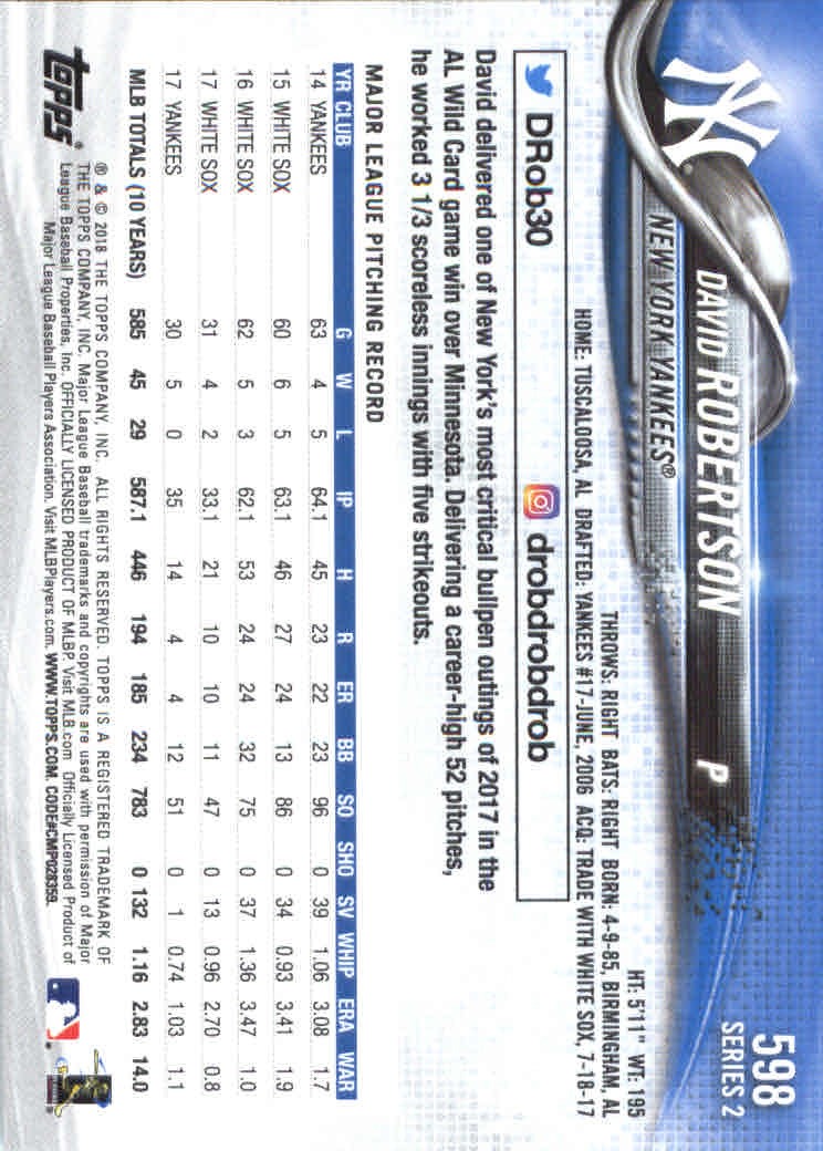 2018 Topps Series 2 Baseball Part 1 Main Set Card #351-#600 - Picture 483 of 487