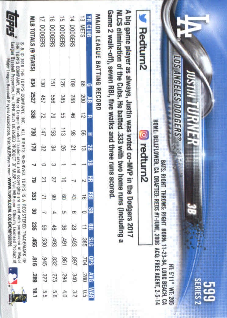 2018 Topps Series 2 Baseball Part 1 Main Set Card #351-#600 - Picture 485 of 487