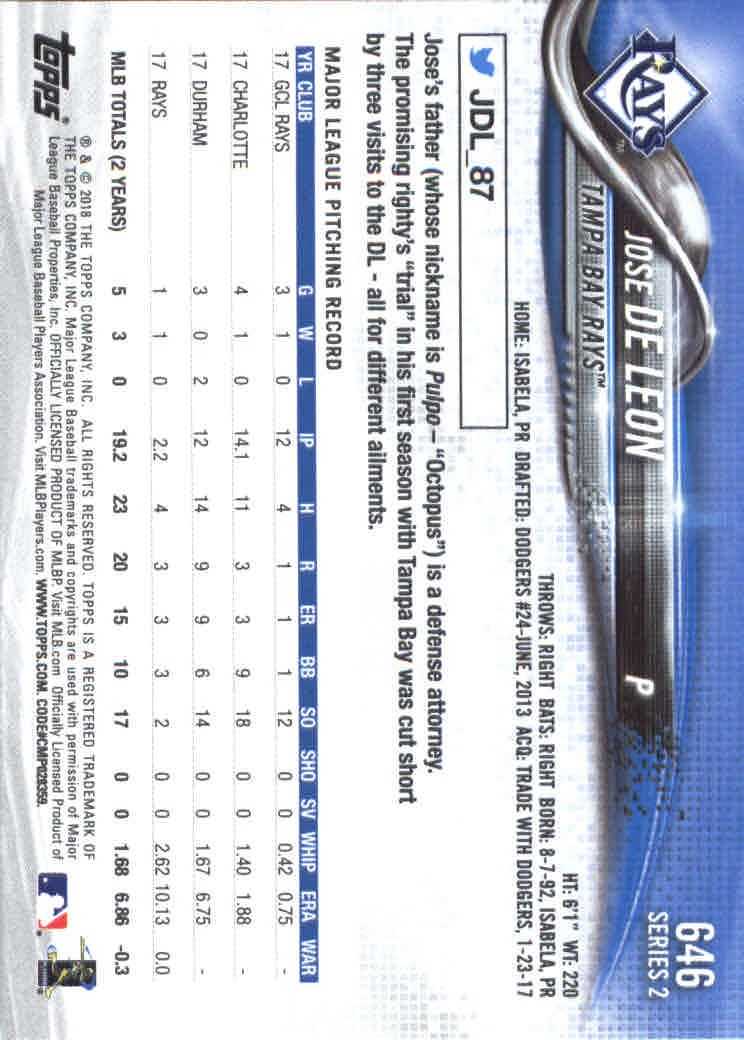 2018 Topps Series 2 Baseball Part 2 Main Set Card #601-#700 - Picture 93 of 187