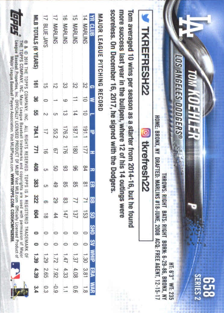 2018 Topps Series 2 Baseball Part 2 Main Set Card #601-#700 - Picture 117 of 187