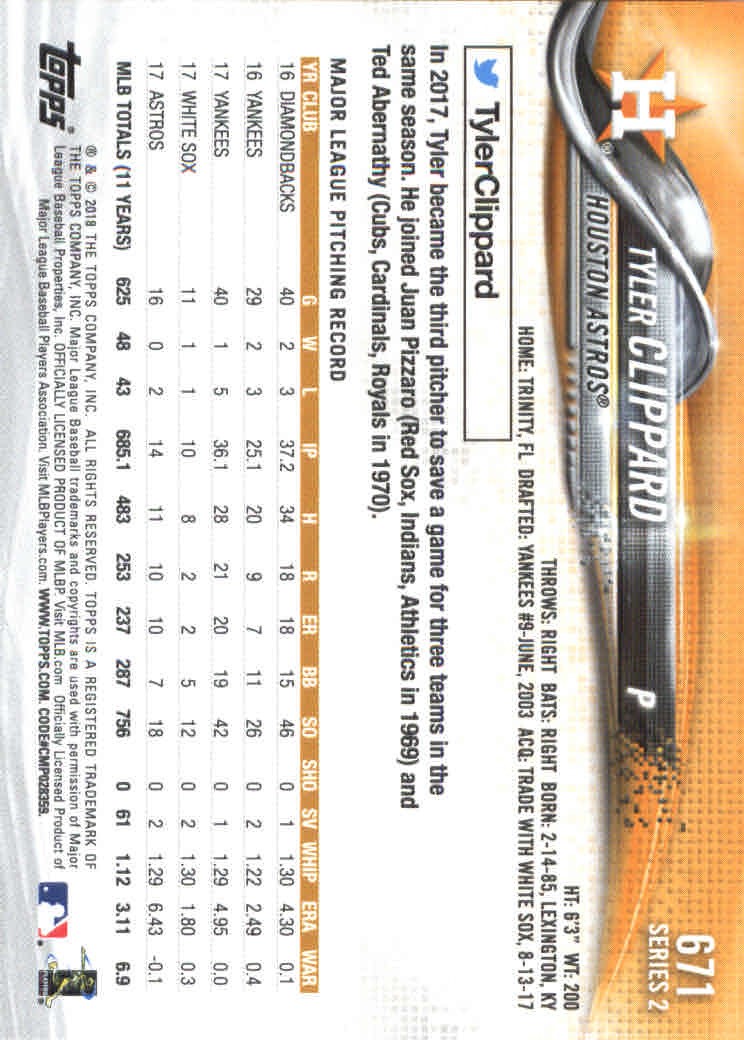 2018 Topps Series 2 Baseball Part 2 Main Set Card #601-#700 - Picture 143 of 187