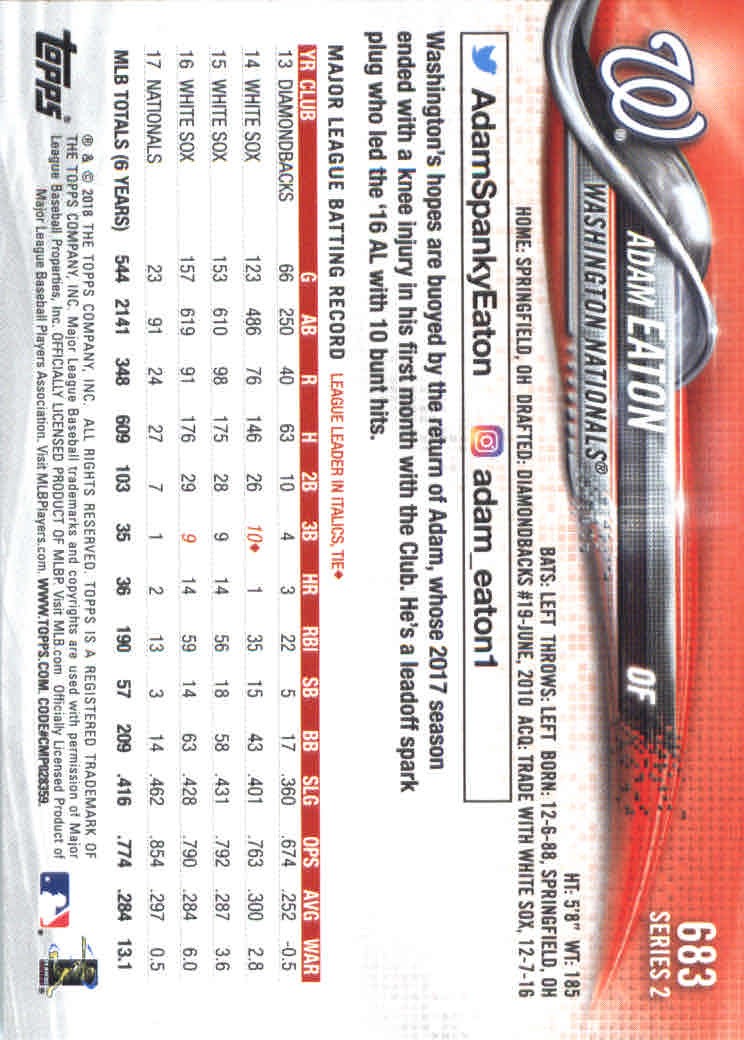 2018 Topps Series 2 Baseball Part 2 Main Set Card #601-#700 - Picture 163 of 187