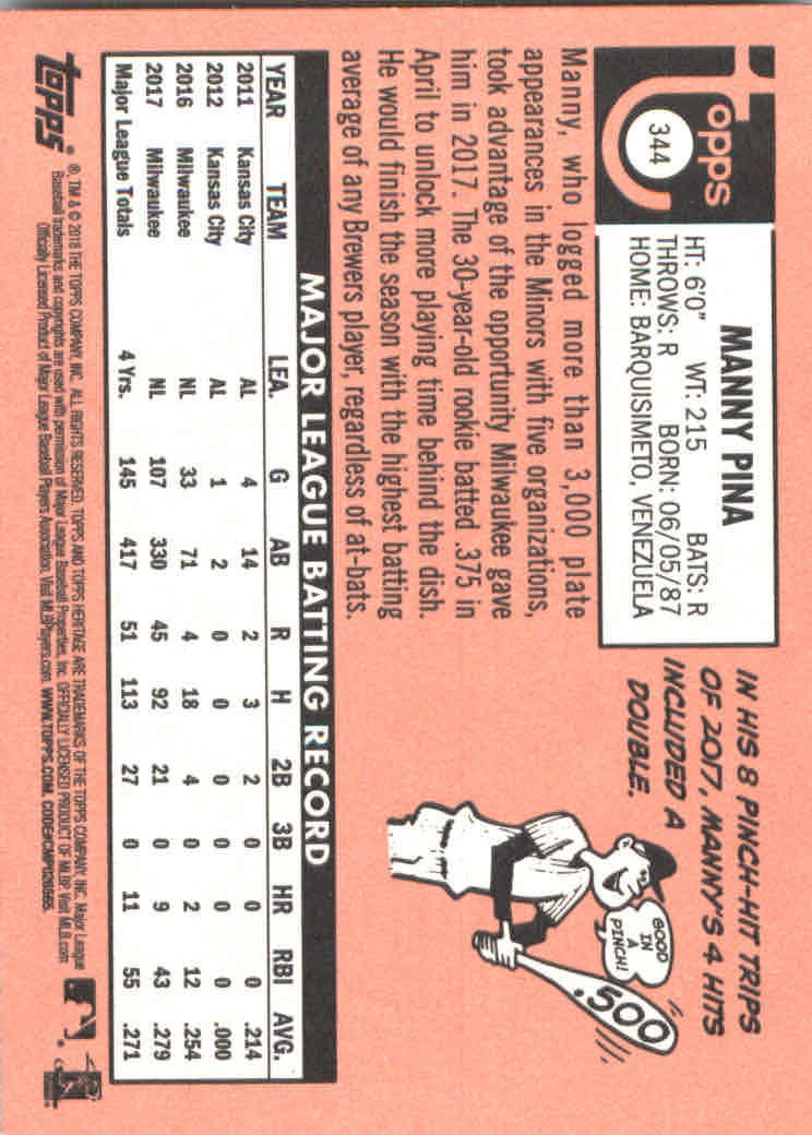 2018 Topps Heritage Baseball Part 2 Main Set Card #251-500 - Picture 175 of 287