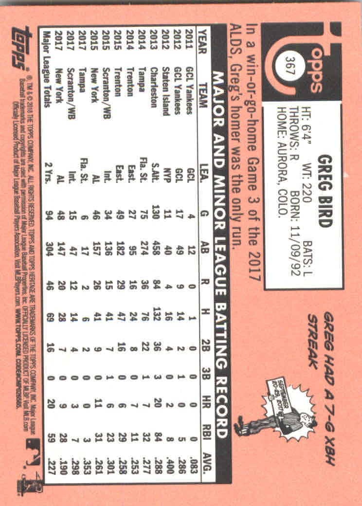 2018 Topps Heritage Baseball Part 2 Main Set Card #251-500 - Picture 221 of 287