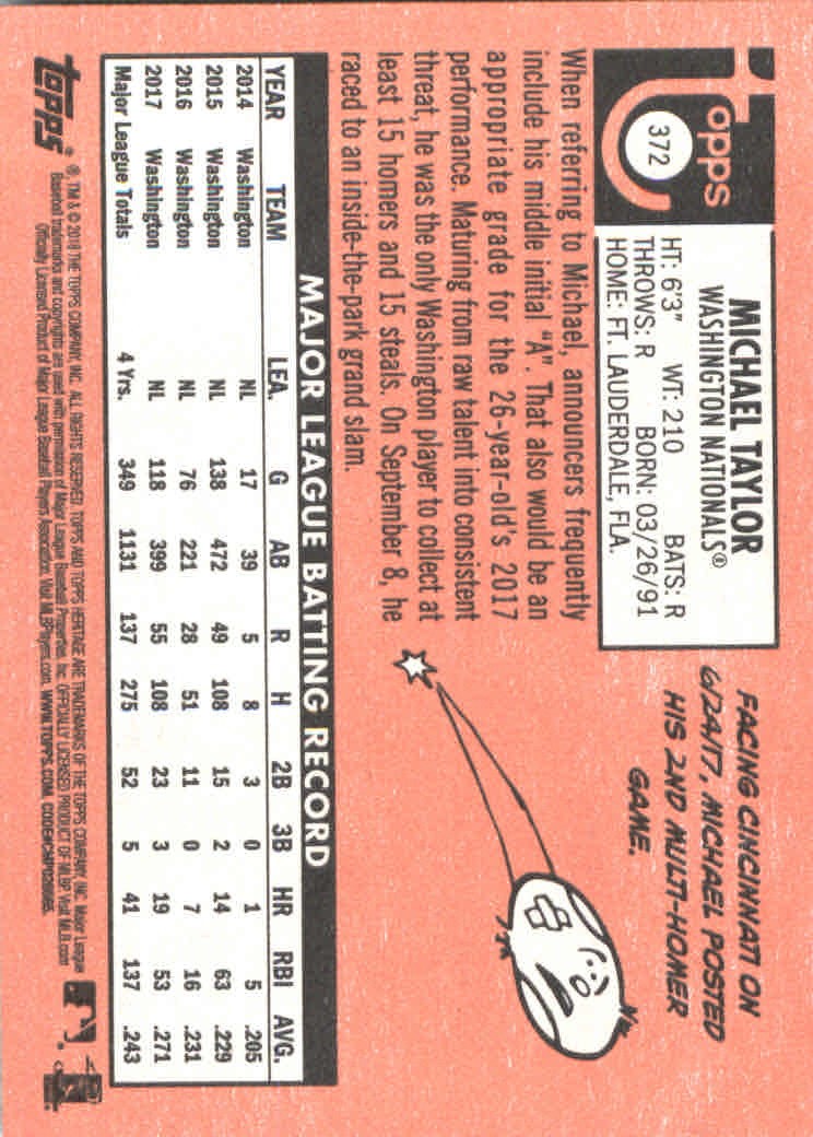 2018 Topps Heritage Baseball Part 2 Main Set Card #251-500 - Picture 231 of 287
