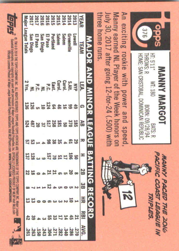 2018 Topps Heritage Baseball Part 2 Main Set Card #251-500 - Picture 239 of 287