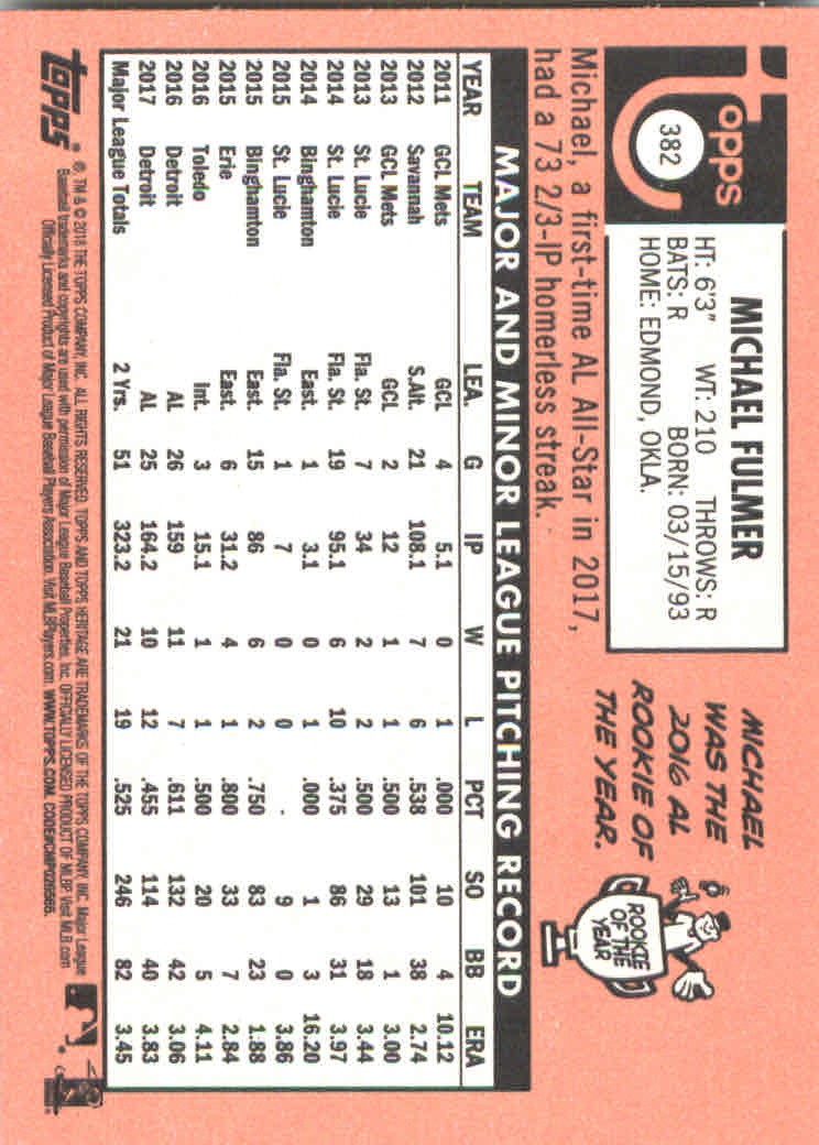 2018 Topps Heritage Baseball Part 2 Main Set Card #251-500 - Picture 251 of 287