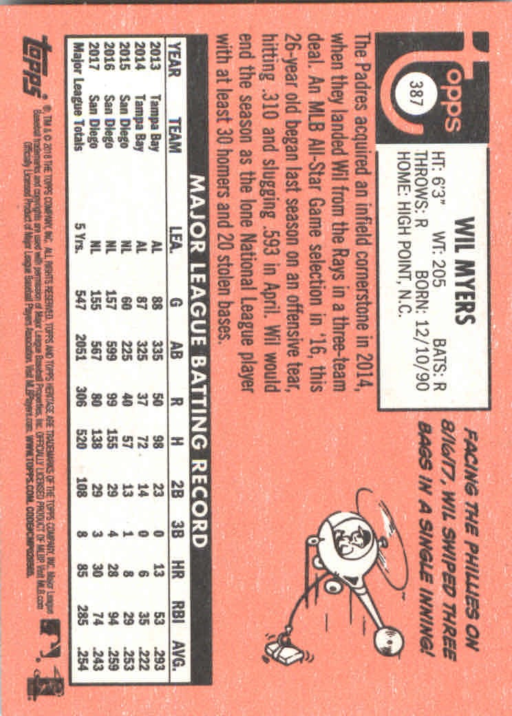 2018 Topps Heritage Baseball Part 2 Main Set Card #251-500 - Picture 261 of 287
