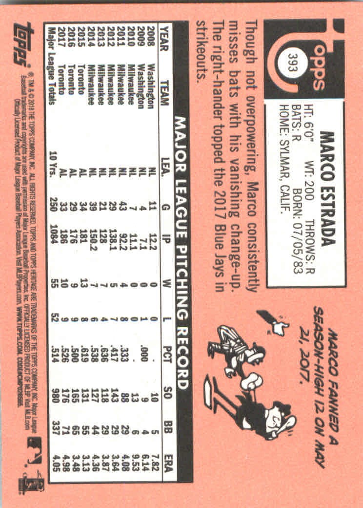 2018 Topps Heritage Baseball Part 2 Main Set Card #251-500 - Picture 273 of 287