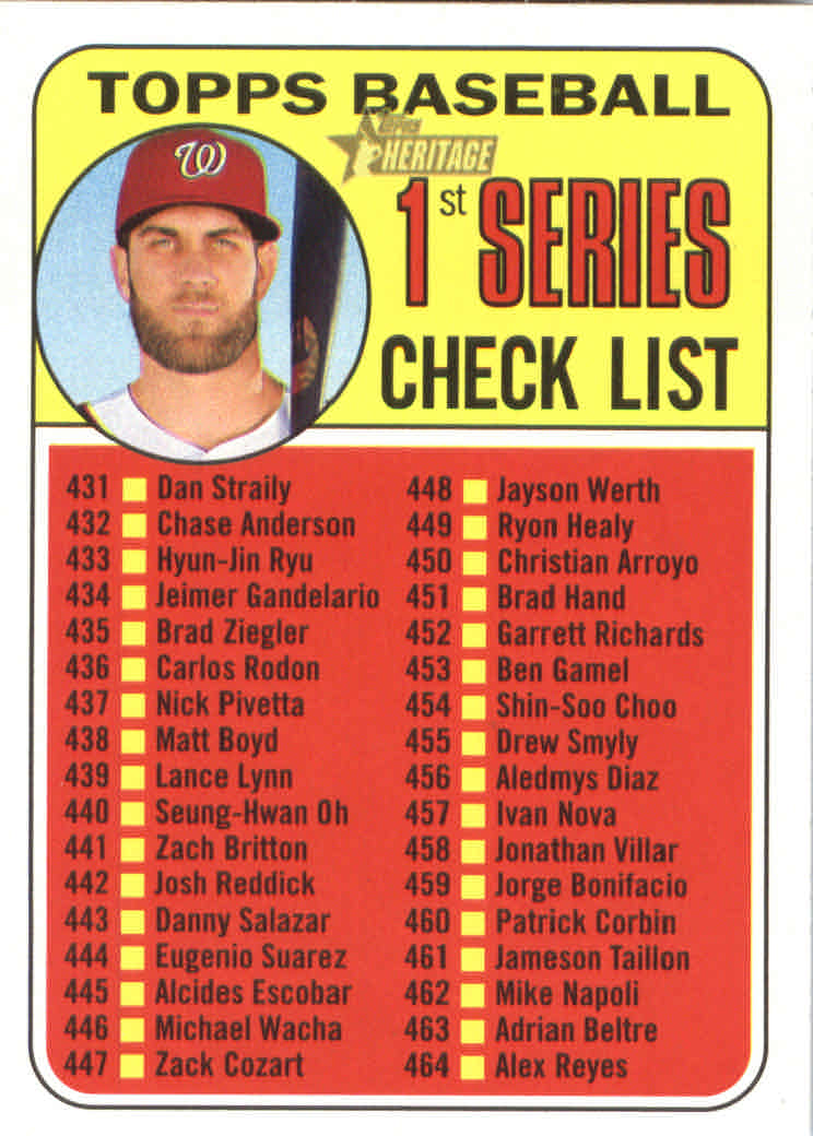 2018 Topps Heritage Baseball Part 2 Main Set Card #251-500 - Picture 284 of 287