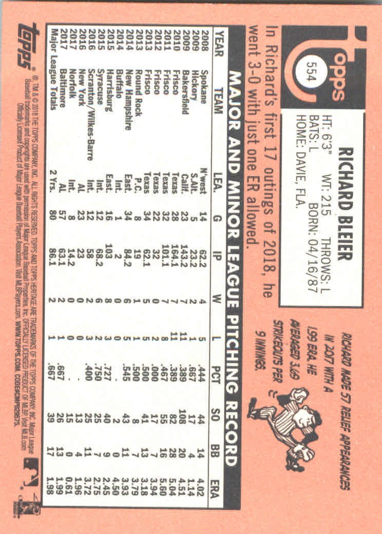 2018 Topps Heritage High Series Baseball Part 1 Main Set Cards #501 to #725 - Picture 105 of 435