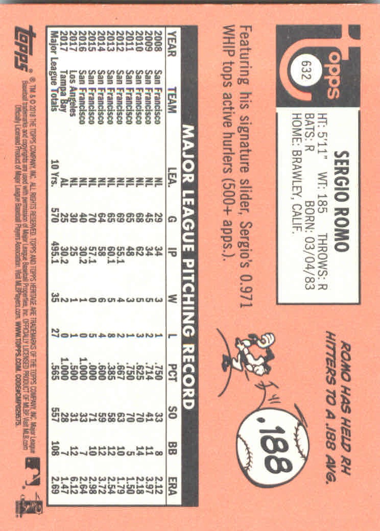 2018 Topps Heritage High Series Baseball Part 1 Main Set Cards #501 to #725 - Picture 255 of 435