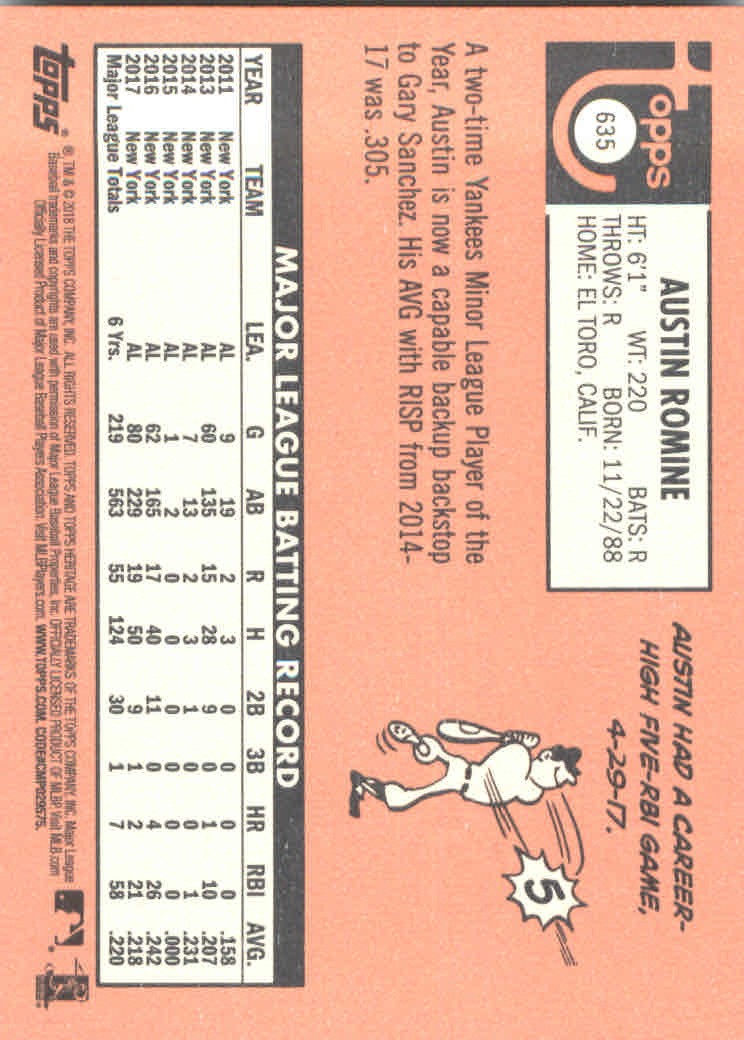 2018 Topps Heritage High Series Baseball Part 1 Main Set Cards #501 to #725 - Picture 261 of 435