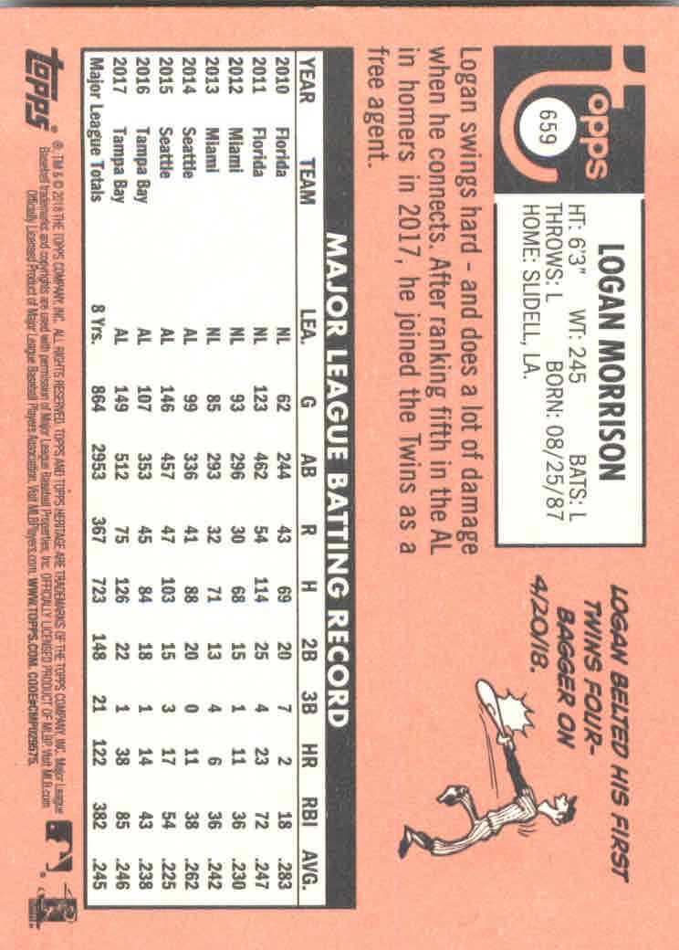 2018 Topps Heritage High Series Baseball Part 1 Main Set Cards #501 to #725 - Picture 307 of 435