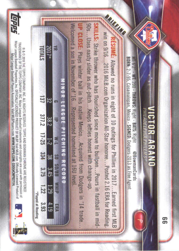 2018 Bowman Baseball Main Set and Parallel Cards - Picture 130 of 202