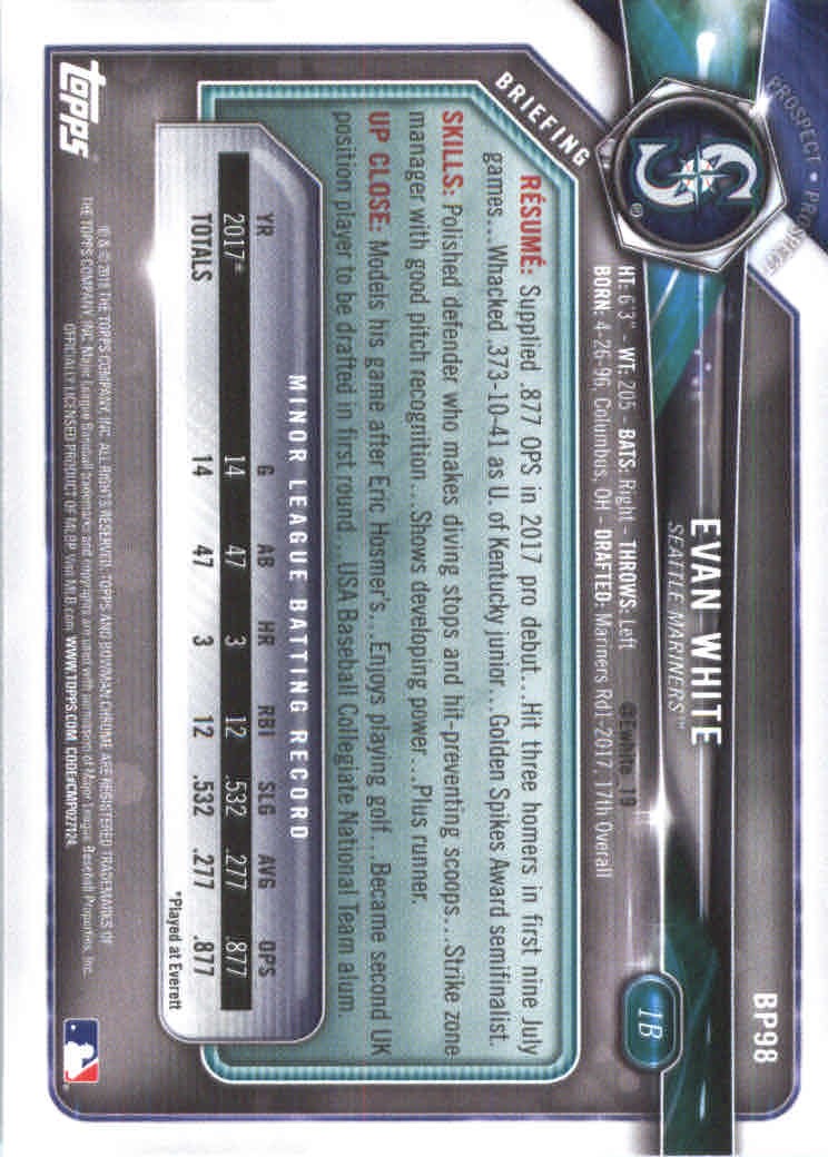 2018 Bowman Baseball Prospects and Parallel Cards - Picture 191 of 297