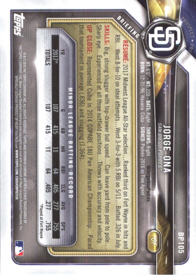 2018 Bowman Baseball Prospects and Parallel Cards - Picture 205 of 297