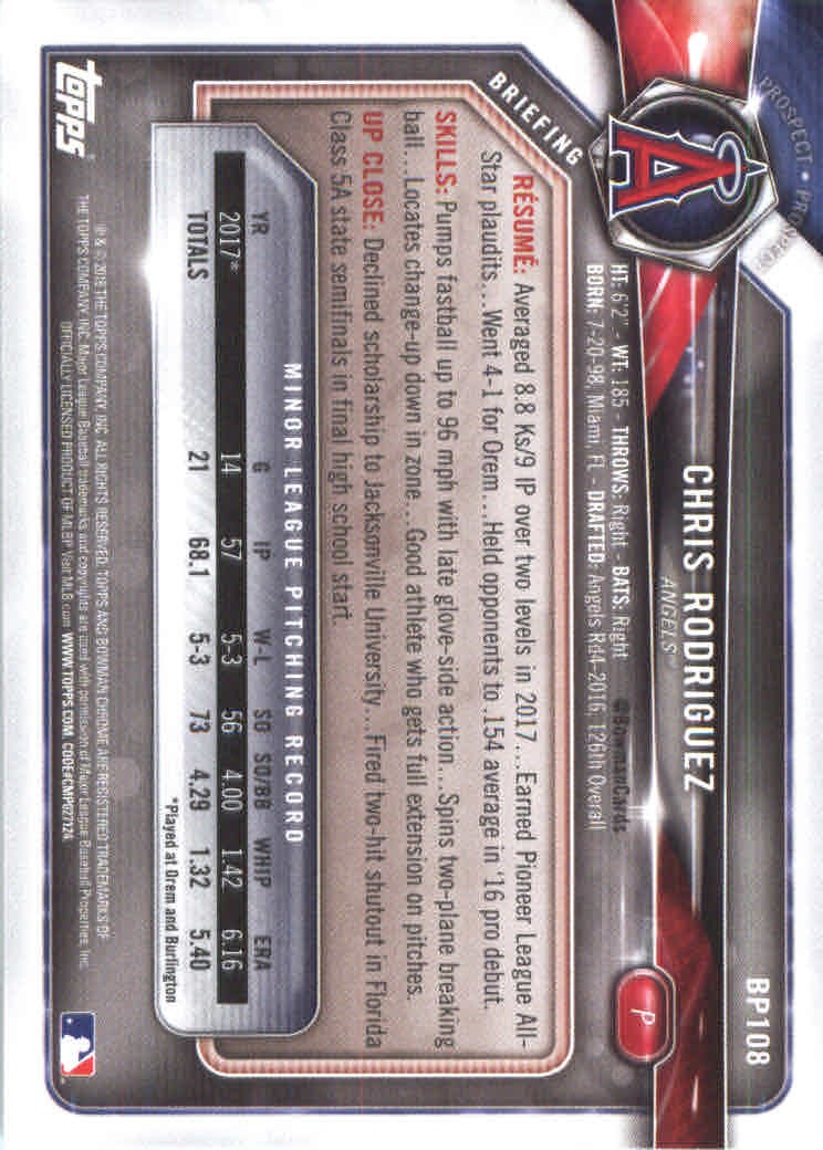 2018 Bowman Baseball Prospects and Parallel Cards - Picture 211 of 297