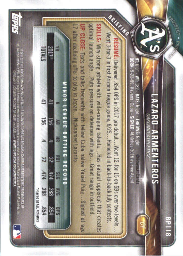 2018 Bowman Baseball Prospects and Parallel Cards - Picture 227 of 297