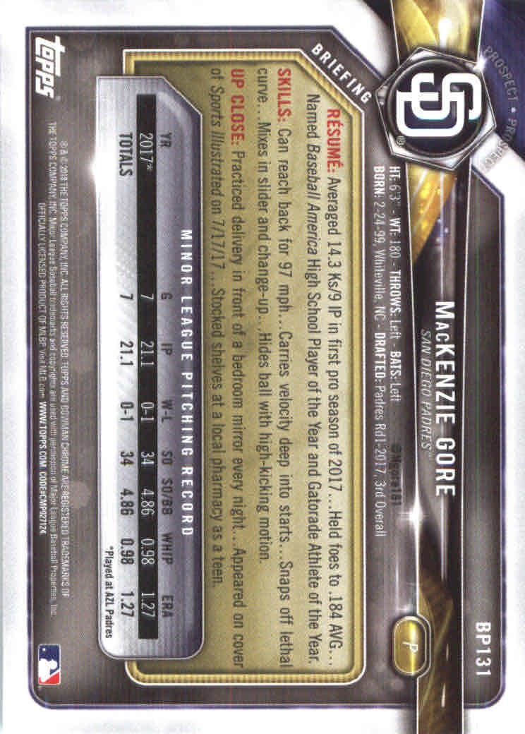 2018 Bowman Baseball Prospects and Parallel Cards - Picture 251 of 297