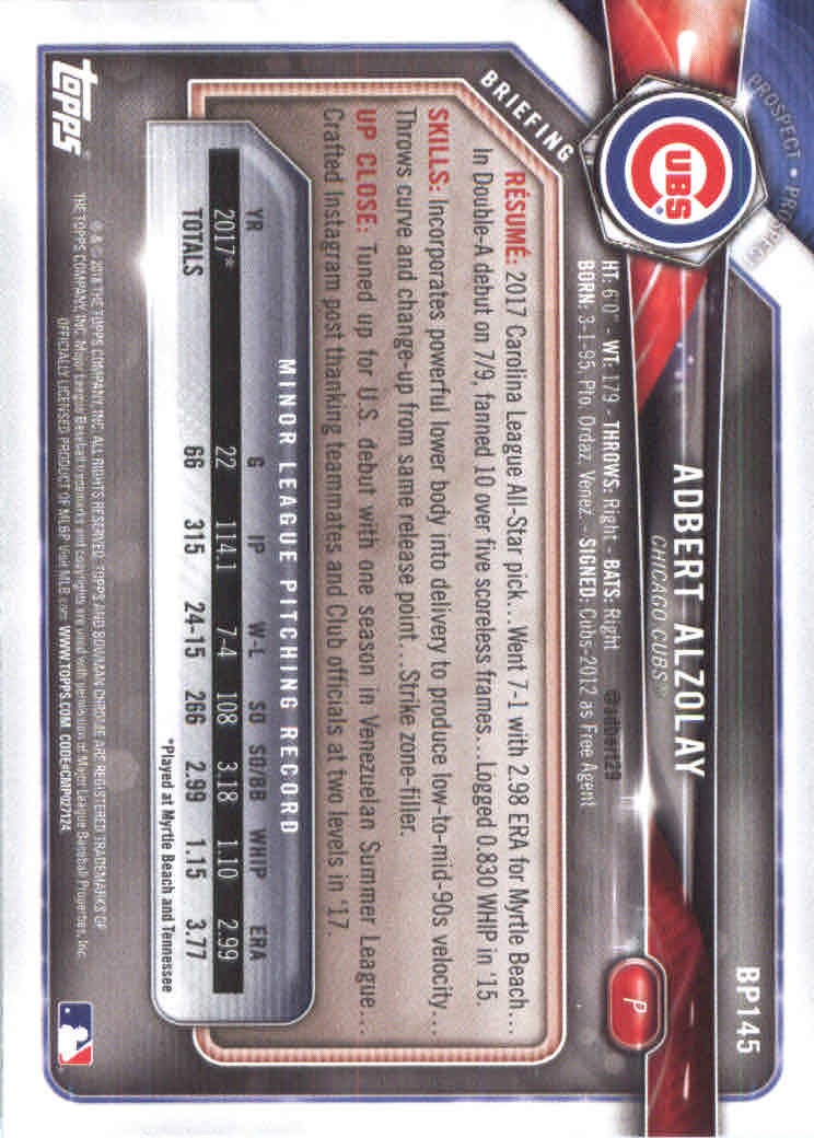 2018 Bowman Baseball Prospects and Parallel Cards - Picture 275 of 297