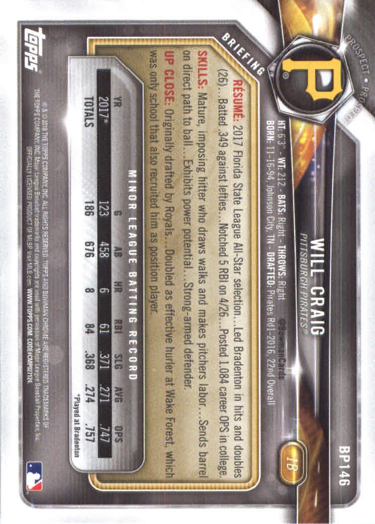 2018 Bowman Baseball Prospects and Parallel Cards - Picture 277 of 297
