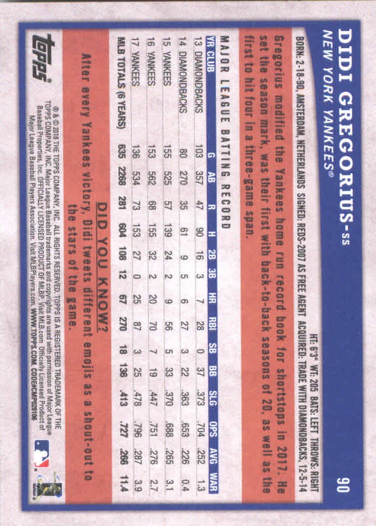 2018 Topps Big League Baseball Part 1 Main Set Cards #1 to #250 - Picture 177 of 484