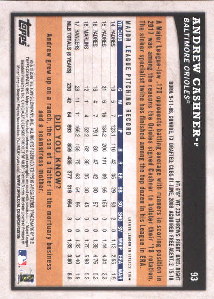 2018 Topps Big League Baseball Part 1 Main Set Cards #1 to #250 - Picture 183 of 484