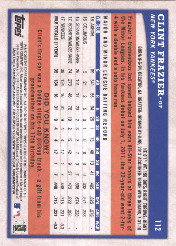 2018 Topps Big League Baseball Part 1 Main Set Cards #1 to #250 - Picture 220 of 484