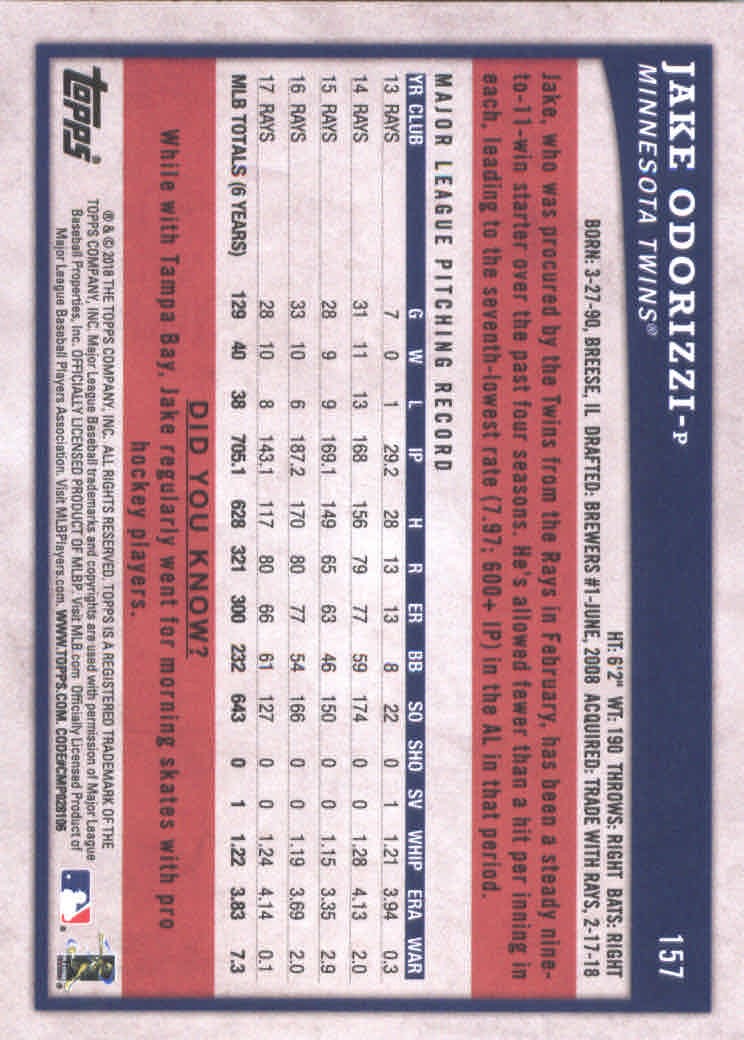 2018 Topps Big League Baseball Part 1 Main Set Cards #1 to #250 - Picture 308 of 484