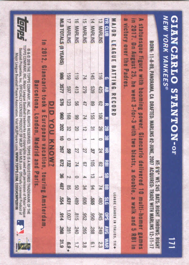 2018 Topps Big League Baseball Part 1 Main Set Cards #1 to #250 - Picture 328 of 484