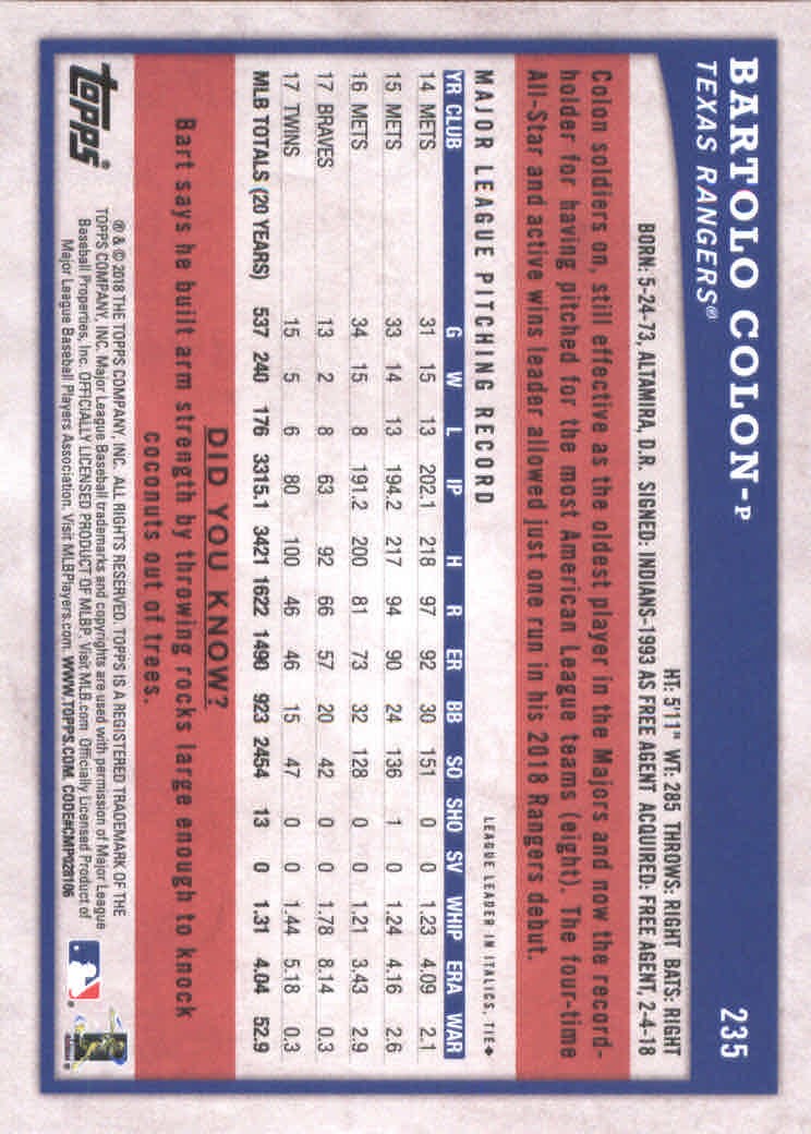 2018 Topps Big League Baseball Part 1 Main Set Cards #1 to #250 - Picture 454 of 484