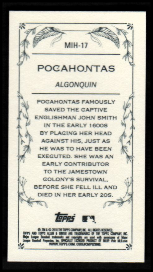 2018 Topps Allen and Ginter Mini Indigenous Heroes YOU PICK - Picture 19 of 31