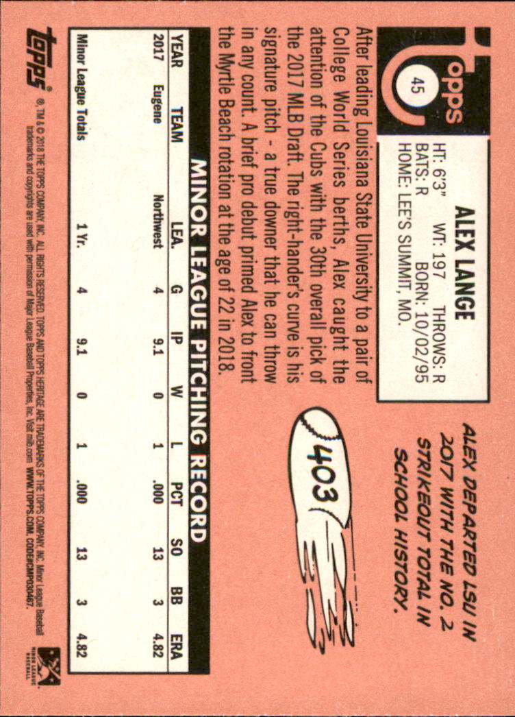 2018 Topps Heritage Minors Baseball Singles - You Choose - Picture 51 of 215