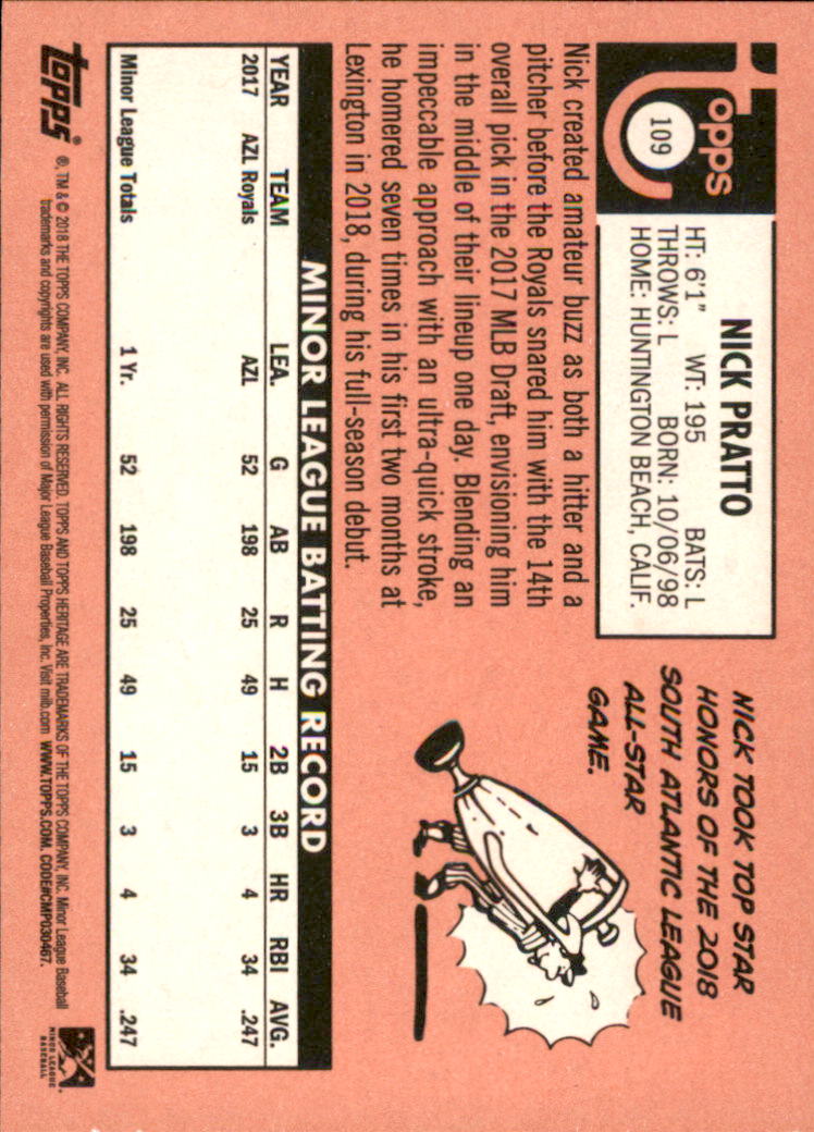 2018 Topps Heritage Minors Baseball Singles - You Choose - Picture 115 of 215