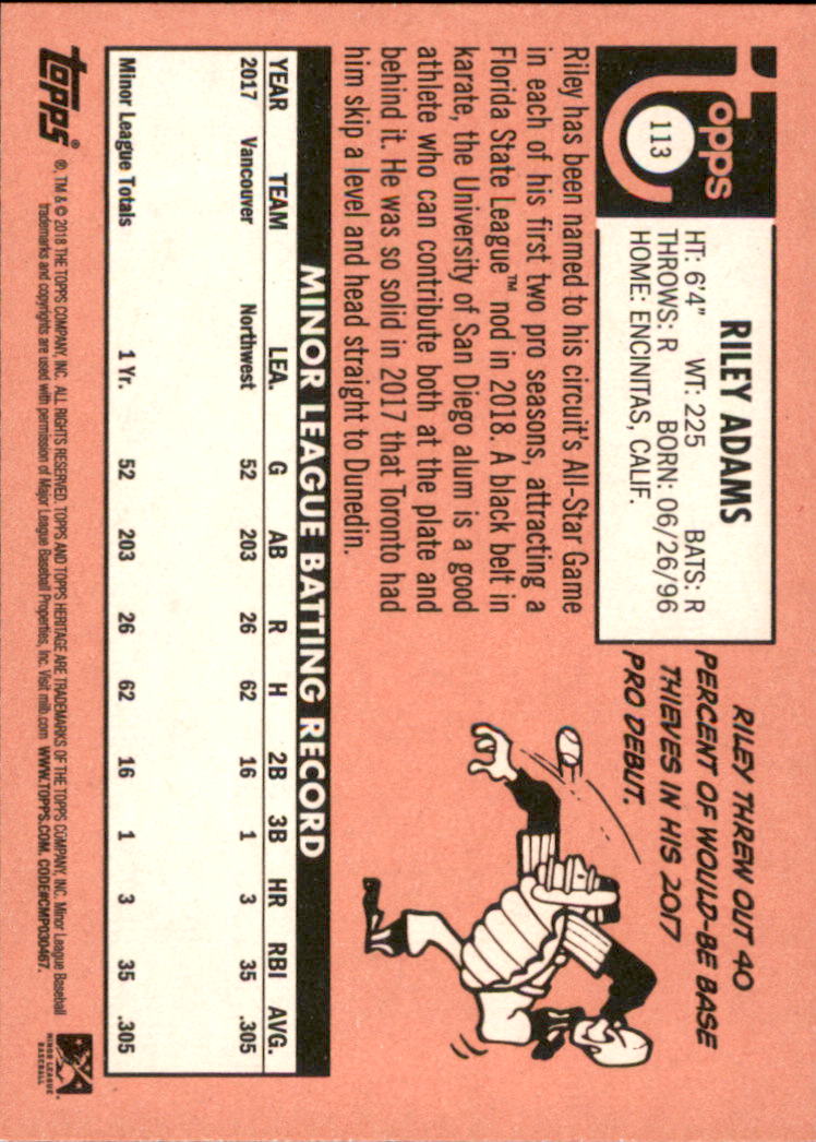 2018 Topps Heritage Minors Baseball Singles - You Choose - Picture 119 of 215