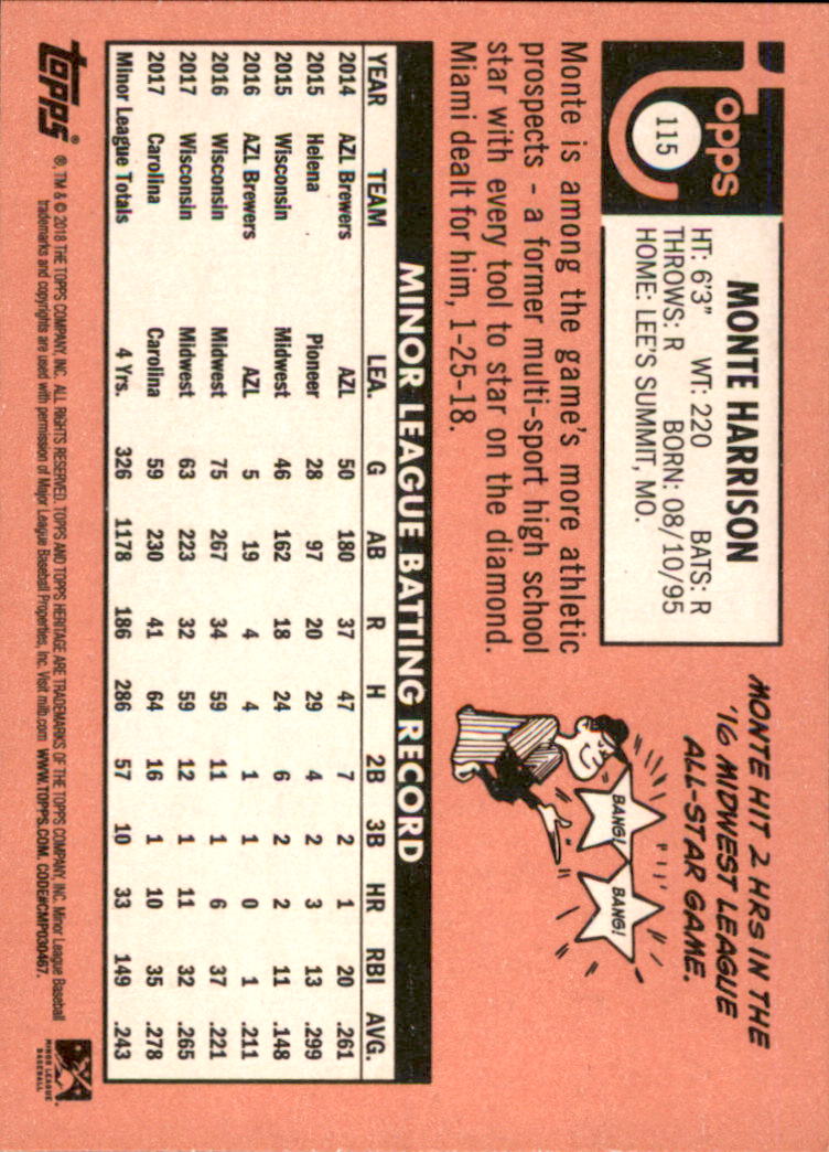 2018 Topps Heritage Minors Baseball Singles - You Choose - Picture 123 of 215